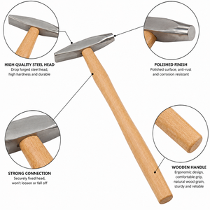 Riveting Hammer with Wooden Handle, Stainless Steel Dual Head Metal Smith Stamping & Forming <b>Tool</b> for Jewelry Making - Product Image 2