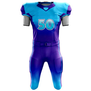 Conjunto de Uniforme de Fútbol Americano para Hombre, Sublimado, Manga Corta, Absorbente de Humedad, Ajustado, Degradado Azul Morado 50 - Product Image 2