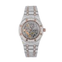 Reloj de Lujo Moderno Cuadrado de Cuarzo, Aleación de Acero Inoxidable, Cristal de Zafiro, 41 mm, Diamantes Moissanite, Resistente al Agua 10 Bar, Unisex