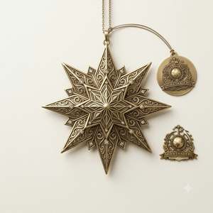 Vente en gros usine : Ornement étoile en métal doré brossé, pendentif étoile de Noël 3D en laiton, artisanat personnalisé pour décorations de sapin de Noël - Product Image 5