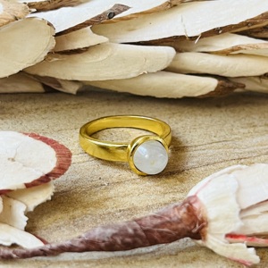 Trendy wholesale Moonstone Brass <b>Ring</b> 18k Gold Plated <b>Statement</b> Bohemian Vintage <b>Ring</b> Handmade <b>Ring</b> For Women Solitaire <b>Ring</b> - Product Image 3