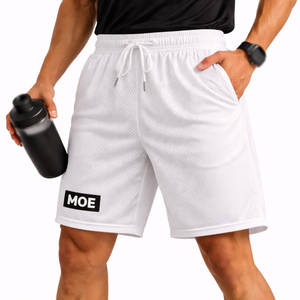 Pantalones Cortos de Gimnasio 2 en 1 Blancos con Forro de Compresión y Cordón Ajustable, Ropa de Entrenamiento, Personalización MOE, Marca Privada, Fábrica OEM - Product Image 4