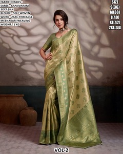 Sari Tradicional Elegante y Encantador de Seda JMC, Sin Arrugas, que Absorbe la Humedad, para Fiestas de Diwali y Bodas, para Invierno y Todas las Estaciones - Product Image 2