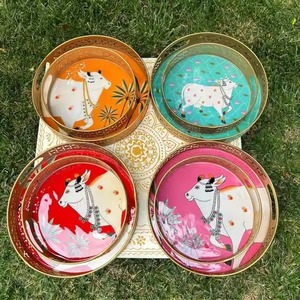Luxury Brass Metal Pichwai <b>Jar</b> with Tray Eco-Friendly Handmade Durable Traditional Design Home Temple <b>Decor</b> Diwali - Product Image 1