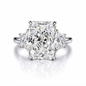 Bague de fiançailles en diamant de laboratoire taille radiant et trapézoïdale, or massif 10K 14K 18K, design de joaillerie fine, certifiée IGI DEF VS VVS - Product Image 2