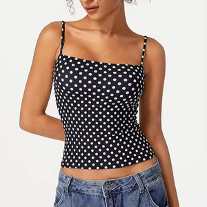 Custom Hot-Selling Casual Crop Slim Fit Knitted Camisole Breathable Quick Dry Eco-Friendly Striped Print Sexy Backless Women's - Product Image 5