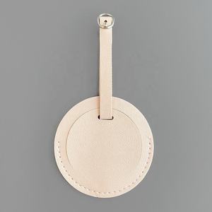 Étiquette de bagage en cuir PU véritable vert, de forme ronde, couleur unie, durable, écologique, de haute qualité, accessoire de voyage - Product Image 6