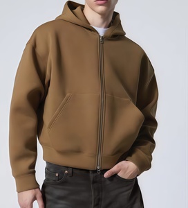 Nouveau sweat à capuche zippé en molleton épais, coupe ample, double couche de coton 400-500 g/m², coupe-vent, idéal pour l'hiver - Product Image 4
