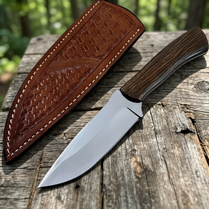 Couteau de chasse artisanal avec manche en bois et étui en cuir – Couteau de camping d'extérieur à lame fixe de qualité supérieure - Product Image 4
