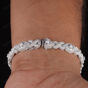 Hip Hop Men's 925 Silver Rhodium Plated Diamond Bracelet Marquise Cut Chain Link Iced Out Statement Jewelry Everyday Wear - Product Image 5
