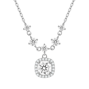 Collier pendentif en moissanite de luxe en forme de cube de sucre en argent sterling 925 pour femme, cadeau de mariage, fête, anniversaire, bijoux - Product Image 1