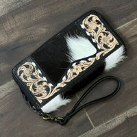 Dompet Kulit Asli Super September New Hand Tooled, Clutch Kulit Sapi Ukiran Bunga Barat, Tas Tangan Wanita Buatan Tangan