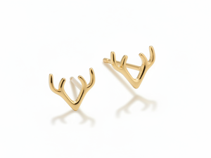 Boucles d'oreilles clous en or 14 carats en forme de bois de cerf, bijoux animaux mignons et minimalistes pour femmes, adolescentes, cadeau de mariage ou de fête - Product Image 2