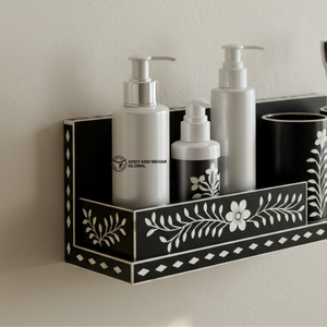 ชั้นวางของติดผนังลายกระดูกสีดำ ดีไซน์ทันสมัย ชั้นวางของในห้องน้ำลายกระดูกสีดำทันสมัย - Product Image 5