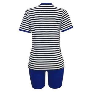 Mono corto ajustado de verano para mujer, con bloques de color, manga corta, para fitness, estilo casual y urbano - Product Image 4