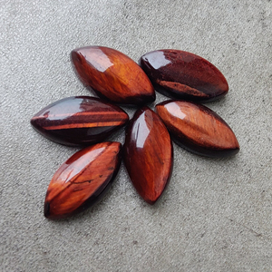 Cabujón de Ojo de Tigre Rojo Natural, Forma Marquesa, Parte Posterior Plana, Gema Calibrada para Joyería - Product Image 2