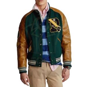 Bon fournisseur avec le taux de gros Qualité supérieure Doublé Bomber Hunt Club Vert Letterman College Team Baseball Varsity Jackets - Product Image 1