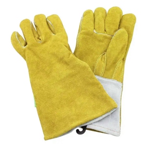 ถุงมือป้องกันความปลอดภัยสำหรับงานอุตสาหกรรมเกรดพรีเมียม ทนทาน ทนไฟ ผลิตจากหนังแท้เสริมความแข็งแรง ป้องกันการบาดเจ็บจากการเชื่อม - Product Image 5