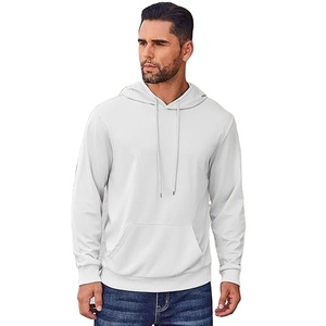 Sweat-shirt à capuche zippé thermique décontracté à manches longues coupe classique pour l'hiver, écologique, couleur blanche, épais - Product Image 1