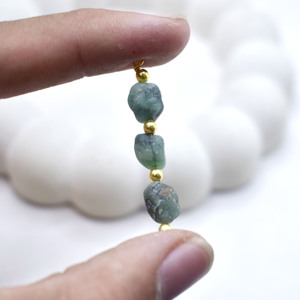 Three Stone Emerald Raw Connector Handmade Gold Plated Birthstone Charm With Beaded Connector Use For Bracelet Necklace - Product Image 4