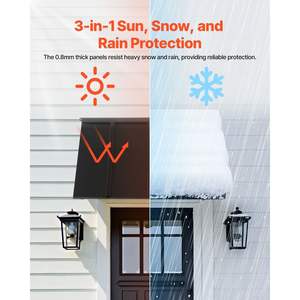 44 X 24-Inch Fixed Metal Awning Stable Triangle Steel Frame <b>Door</b> <b>Canopy</b> Window Entrance Exterior Sunlight Rain Snow Model - Product Image 2