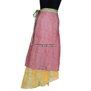 Beach Vintage Silk Magic Long Size <b>Wrap</b> Halter Tube 2 Layer Reversible Magic Silk Saris <b>Wrap</b> Long <b>Skirt</b> Sexy Girls Long <b>Wrap</b> - Product Image 2