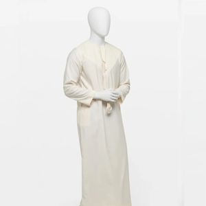 Wholesale Premium Cotton Stand Collar Modest <b>Thobe</b> Islamic Eid Plus Size Floor Length Short Sleeve Quick Dry Breathable - Product Image 3