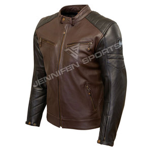 Veste en cuir de vache véritable pour hommes, design personnalisé bicolore, nouvelle collection, haute qualité, veste de moto - Product Image 3