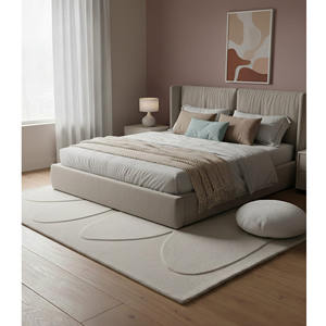 Tapis moderne en laine tufté à la main, tapis abstrait neutre et doux, tapis de luxe pour salon, design de créateur - Product Image 1