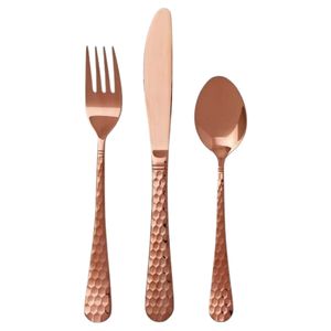 Ensemble de couverts de luxe en or rose martelé, finition cuivre artisanale, couteau, fourchette et cuillère pour mariage, hôtel et restaurant - Product Image 4