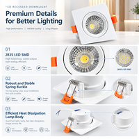 Downlight LED avec boîtier en aluminium moulé sous pression, CCT réglable, angle réglable, spot LED avec boîtier en aluminium