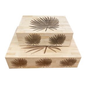 Caja de Madera MDF con Incrustaciones de Hueso Hecha a Mano, Lujosa, con Terciopelo y Cristal para Guardar Joyas, Collares, Anillos, Bodas - Empacada en Cartón - Product Image 1