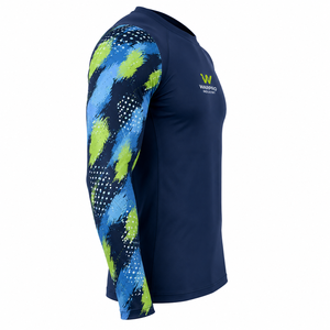 เสื้อรัดรูปแขนยาว Warpro Industry สำหรับผู้ชาย พิมพ์ลายแบบ Sublimation แห้งเร็ว แขนยาวเต็มตัว ลายสีฟ้าเขียว - Product Image 2