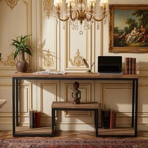 Premium Eco-Friendly Modern Solid Wood <b>Side</b> <b>Table</b> Heavy Duty Metal Frame Long <b>Table</b> Wholesale Factory Price Interior Design - Product Image 2