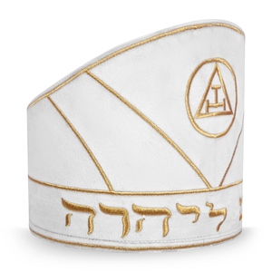 Mitra de Capítulo del Arco Real de Alto Sacerdote, Bordado 3D Blanco y Dorado, 100% Poliéster - Product Image 4