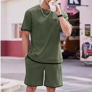New High Quality Lightweight Breathable Summer Casual <b>Shirt</b> <b>Shorts</b> <b>Sets</b> <b>Men</b> Custom Polyester/Cotton T-<b>Shirt</b> <b>Short</b> <b>Set</b> - Product Image 3
