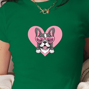 Linda Camiseta corta de moda para mujer con ilustración de Bulldog Francés - Product Image 1