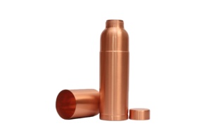 Luxury Mirror Finish <b>Copper</b> <b>Drinking</b> <b>Bottle</b> 1000ml with Tumbler - Handcrafted Jointless Metal Drinkware - Product Image 4
