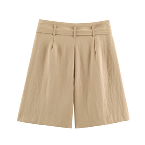 Shorts Bermuda taille haute pour femme, couleur unie, coton, nœud papillon, style décontracté, tissu respirant, coupe classique - Product Image 3