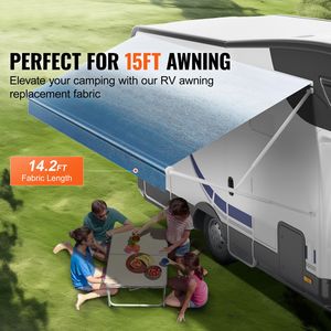 Tessuto di Ricambio per Tende da Sole per Camper e Roulotte, Resistente, 3 Strati, 16oz, Impermeabile, 14FT-15FT, in PVC 16oz 14FT 2" - Product Image 2