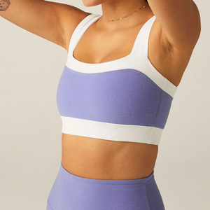 Sujetador Deportivo para Mujer, con Cuello Redondo, Rayas Blancas y Moradas, Soporte Medio, para Yoga y Ejercicio, Tallas S-5XL, Transpirable, Anti-UV, Absorbe el Sudor - Product Image 1