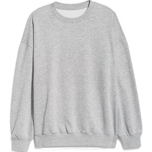 เสื้อสเวตเชิ้ตไหมพรมคอกลมแขนยาวทรงโอเวอร์ไซส์สำหรับผู้หญิง สีเทาล้วน ผ้าฝ้าย 100% ระบายอากาศได้ดี เหมาะสำหรับใส่ในฤดูใบไม้ร่วง - Product Image 4