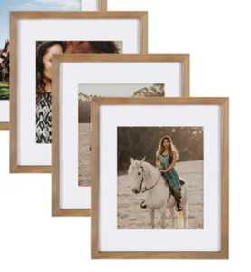 3 Pack Natural Wood Photo <b>Frame</b> Set Desktop <b>Picture</b> <b>Frames</b> with White Mat Professional Tabletop Gallery Display Various Sizes - Product Image 3
