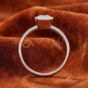 White Gold Polished Radiant <b>Solitaire</b> – Sleek Architectural Half-Bezel Promise <b>Ring</b> Radiant Cut Half-Bezel <b>Solitaire</b> <b>Ring</b> - Product Image 3