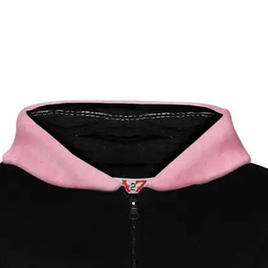 Women's <b>Pink</b> Black Color Blocking Hooded <b>Tracksuit</b> Set Full Sleeve Zipper Casual Jogger Pants Breathable Polyester Cotton - Product Image 3