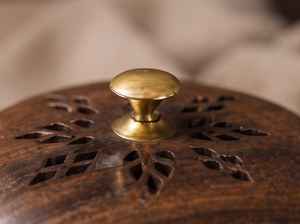 Mango Wood Pedestal <b>Incense</b> <b>Burner</b> Carved Bowl Dome Censer <b>Cone</b> Ash Catcher Holder Wholesale - Product Image 5