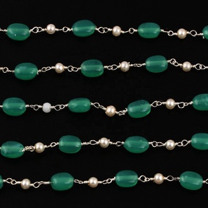 Chaîne de chapelet ovale en perles d'aventurine verte hydro, plaquée argent, bijoux en pierres précieuses pour la fabrication, vente en gros, approvisionnement en vrac - Product Image 6