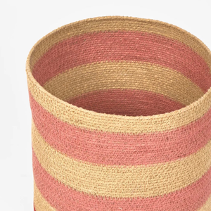 Handmade Striped <b>Plant</b> Fiber Storage <b>Basket</b> Rustic Natural Woven Bin <b>for</b> Multi Purpose Neatening and Eco Friendly Home Decor - Product Image 2