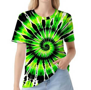 Camisetas Tie Dye de Algodón 100% Personalizadas, Multicolores, Tallas Grandes, Transpirables, con Estampado Completo para Chicas, Nueva Llegada 2026 - Product Image 3
