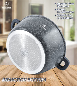 Ensemble complet de casseroles en granit Life Smile avec couvercles à rebord en silicone, poignées amovibles, antiadhésives, compatibles induction - Product Image 4